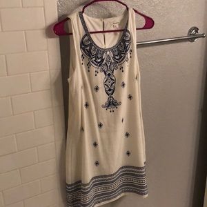 Size medium white linen dress with blue detail
